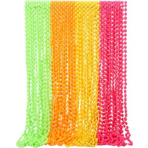 48 Pack Mardi Gras Beads Necklaces, 30 Inch Macaron Plastic Beads for Party Favors, Festival Decorations, Parade Throws, Christmas, Birthday Celebrations (Oval)