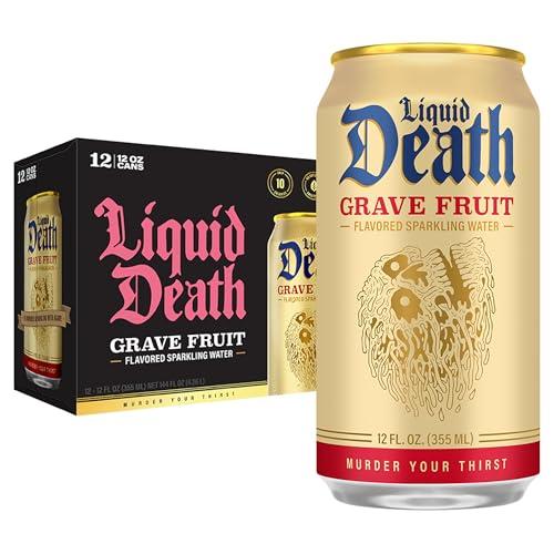 Liquid Death Soda-Flavored Sparkling Water - Grave Fruit (Grapefruit Flavor), Less Sugar*, Huge Flavor, No Caffeine, No Artificial Sweeteners, 12 Fl Oz (Pack of 12), BB 

01/02/2027