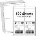 500 Sheets 2000 Labels 4x5 Shipping Label for Laser & Inkjet Printers, Permanent Adhesive, 4 Labels per Page, A4 Size, Perfect for Mailing & Addressing