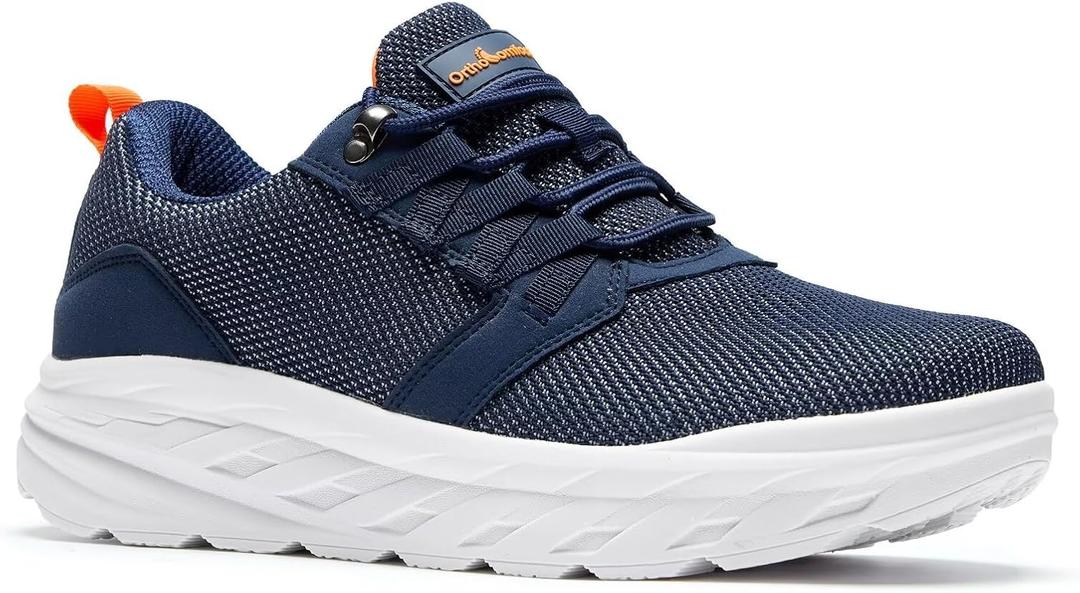 Men's Orthopedic Diabetic Wide Walking Shoes: Arch Support Orthotic Bunions Recovery Plantar Fasciitis Foot Pain Relief Tennis Shoes, Fit Outdoor Hanging Out Standing Walking Shoes Dark Blue Size 9