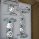 OwnMy Set of 3 Crystal Glass Pillar Candlestick Holders Clear Pillar Candle Holders Sets, Tealight Votive Candle Stands Modern Candle Centerpiece for Living Room Wedding Decor