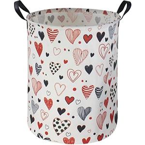 Sanjiaofen Large Kids Laundry Hamper,Heart Laundry Basket Collapsible Girls Storage Baskets for Baby Room Decor,Nursery Hamper,Toy Organizer,(Line Love) …