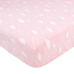 TL Care Heavenly Soft Chenille Fitted Crib Sheet 28" x 52", Warm and Cozy Neutral Chenille Sheet, Pink 3D Cloud, for Boys and Girls, Fits Crib and Toddler Bed mattresses
