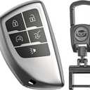 for Chevy GMC Key Fob Cover with Keychain.TPU Keyshell No Screws Required for Installation. Compatible with 2021-2025 Silverado Sierra Tahoe GMC Yukon Suburban Denali(Frosted Matte Gray-5 Buttons)