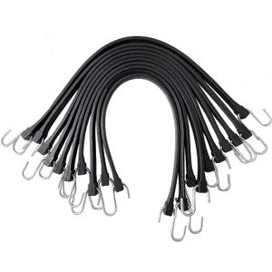 ROBLOCK 21" Rubber Tarp Straps with 150% Max Stretch, 100% EPDM Bungee Cords with Metal Crimped S Hooks, Ideal for Securing Tarps, Cargo, Canvases, Weatherproof (10 Pack)