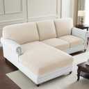 H.VERSAILTEX Super Stretch Individual Jacquard Couch Cushion Covers Furniture Protector Spandex Anti-Slip Soft Thickened Slipcovers Easy Install, (1 PC, Sofa Seat Couch Cover, Ivory)