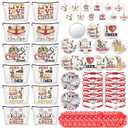 Lyrow 160 Pcs Cheerleader Gifts Bulk for Team Cheer Scrunchies Hair Ties Makeup Bag Cheer Mirror Bracelet Keychain Sticker for Christmas Cheerleader Gift Back to School(Red)