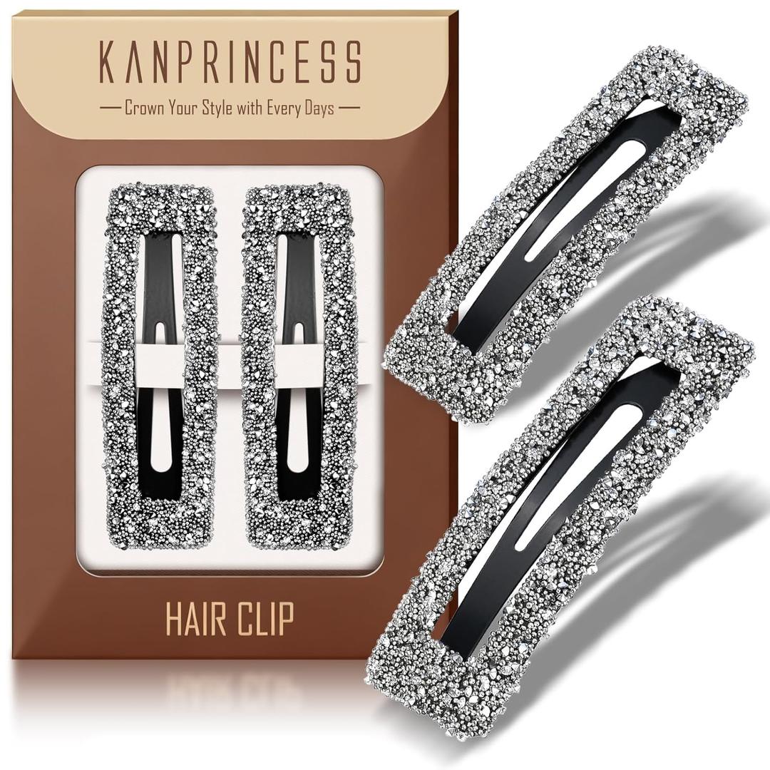 Rhinestone and Crystal Hair Clips 2-Pack, Sparkly Barrettes & Elegant Bling Accessories for Women & Girls(Set9)