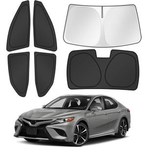 Canvcle Window Shades for 2018-2024 Toyota Camry Accessories Windshield Sun Shade Side Rear Window Cover Sunshade Sun Visor Shield Privacy Protection for Camping Keep Vehicle Cool Black 6PCS