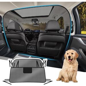 Dog Car Barrier Behind Front Seat, 61.4" Wide Car Pet Barrier One-Piece Design, Dog Car Divider Back Seat Barrier for Full-Sized SUV, Large Car and Pickup