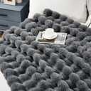 JONIYEAR Solid Thick Fuzzy Bubble Faux Rabbit Fur Blanket Twin Size 60" x 70", Decorative Bumpy Cute Cozy Fluffy Gray Warm Blanket for Winter, Oversized Reversible Poofy Comfy Shag Furry Throw, Grey
