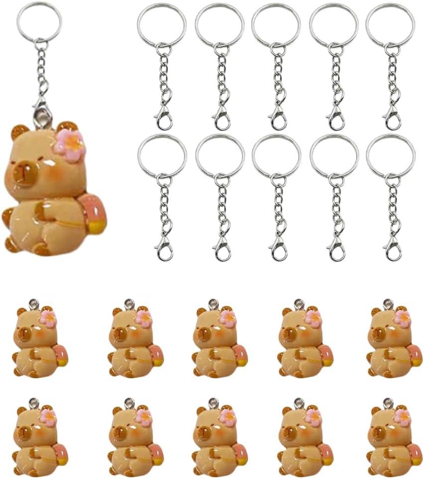 10Pcs Mini Capybara Keychain Capybara Party Favors Kawaii Capybara Figurine Pendant Resin Capybara Birthday Decorations (STYLE A)