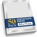 50 Certificate Paper 8.5 x 11 for Printing - Blank Certificate Papers for Award Certificates & Diploma Paper - Premium Silver Foil Award Papers Cardstock for Awards & Certificates Graduation