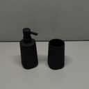 YAUKPH Bathroom Accessories Set 2 Piece Soap Dispenser and Toothbrush Holder for Bathroom Countertop Striped Black