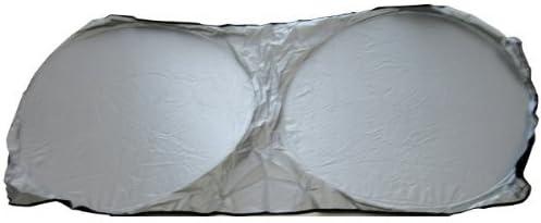 Spring Loop Collapsilbe Dual Circle 1 Piece Auto Sunshade - Metalic Silver 64 inches x 32 inches