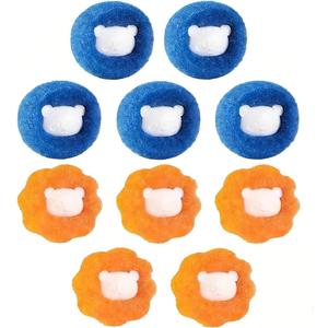 Pet Hair Remover for Laundry, 10 Pcs Effectively Capture Pet Fur in Washer & Dryer, Reusable Dryer Balls for Dog Cat Hair on Clothing, Orange and Blue Set