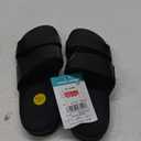 Reef Women's Cushion Vista Fashion Slide Sandal, Vegan Leather Strap, Soft Footbed (6, Black)