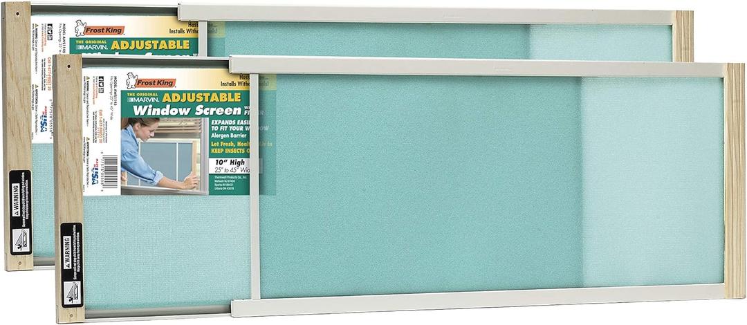 Frost King 2AWS1145 WB Marvin Adjustable Window Screen, 10" high, fits 25 - 45" wide, 2-Pack