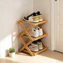 YYW Shoe Rack, Foldable Bamboo Shoes Shelf, Freestanding Shoe Storage Organiser for Entryway, Bedroom, Closet, Hallway - Functional, Natural Shoe Rack (Original, 3 Layers)