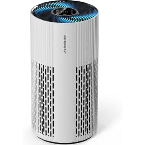 Air Purifiers for Home Large Room Cover Up to 1500 Ft with True HEPA Filter, 20dB Sleep Mode, 360 Air Intake & Outlet, Air Cleaner for Bedroom Pets, 7 Color Light, HAP604, Off-White
