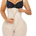 SHAPERX Fajas Colombianas Shapewear for Women Tummy Control Body Shaper Postpartum Butt Lifter with Zipper and Hooks (Medium, Beige)