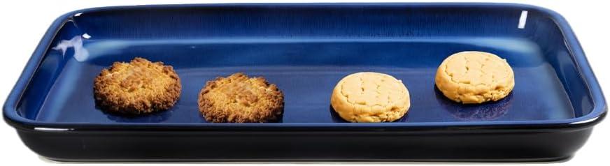 Emeril Lagasse Large Stoneware Baking Sheet  Non Stick Stoneware Cookie Sheet & Baking Tray, Oven Safe Baking Trays for Oven, Ceramic Sheet Pan, 15.75" (Blue)