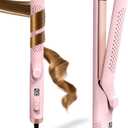 2 in 1 Hair Straightener and Curler, 360 Cool Airflow Styler Curling Iron Flat Iron, 1.25 Inch Curling Wand for Long Short Hair, 5 Adjust Temps, Dual Voltage for Travel, Birthday Gifts for Women