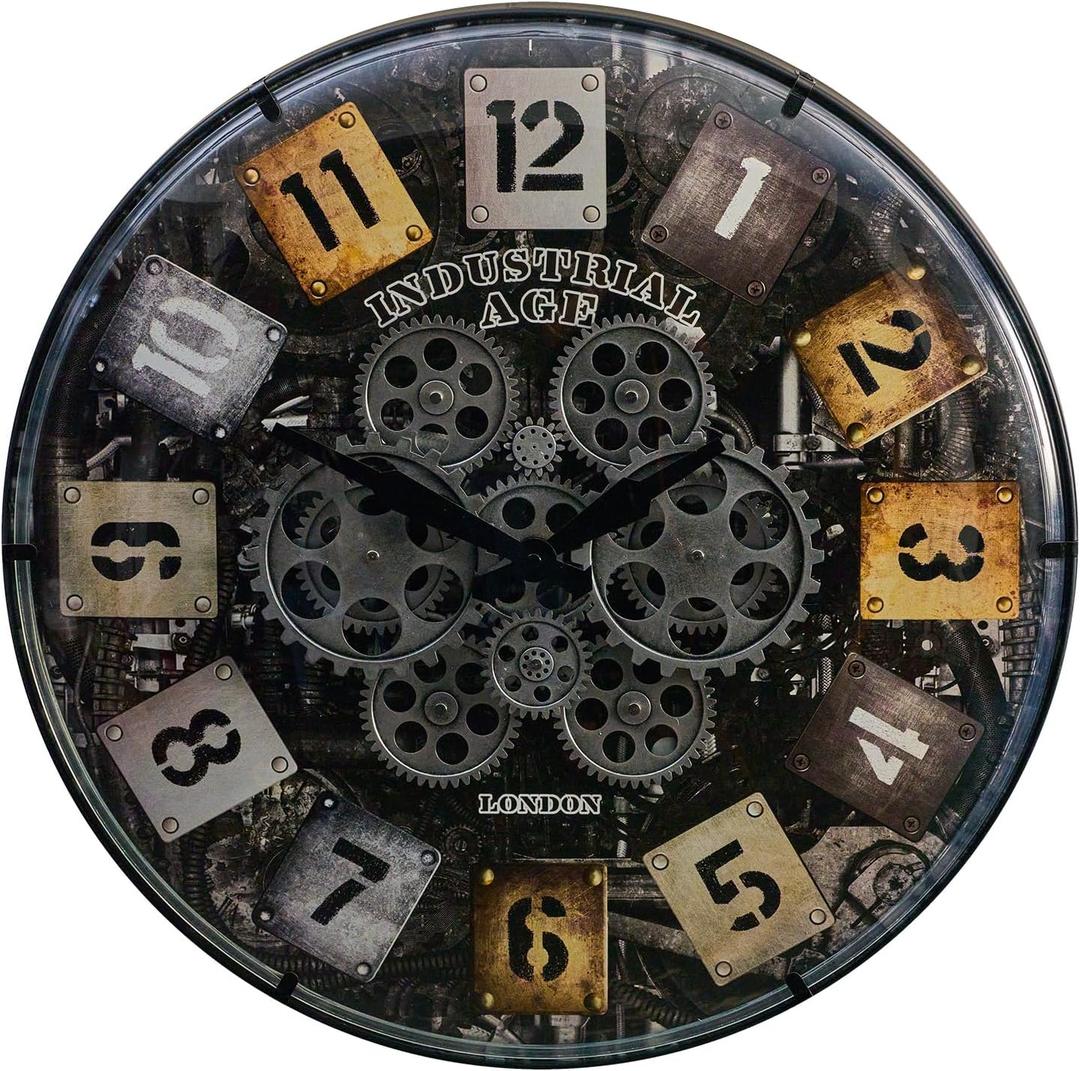 22 Inch Large Wall Clock with Exposed Gears, Silent Arabic Numeral