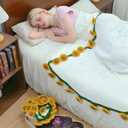 Crochet Sunflower Bouquet Blanket, Handmade Flower Blankets, 59 Inch Round Floral Knitted Gifts for Mother's Day, Birthday, Teacher, Friend, Home Decor, SofaFinished Product
