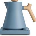 Fellow Corvo EKG Pro Electric Tea Kettle - Quick Heating, Precise Temperature Control Electric Kettle, Scheduling, Built-in Brew Timer for Boiling Water - Hazy Blue with Maple Handle - 0.9 Liter