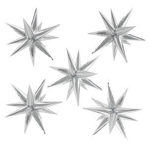 Silver Star Balloons Explosion 12 Point Cone Balloon,Metallic Mylar Spike Balloons for Party Decor,Weddings,Birthday Anniversary Party Backgrounds