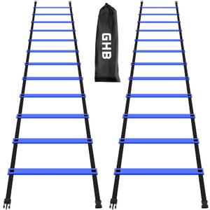 GHB Pro Agility Ladder Agility Training Ladder Speed 12 Rung 20ft with Carrying Bag (Blue-2 Pack)