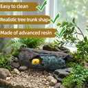 Natural Reptile Hide Basking Platform, Hideout Decor for Aquarium, Fish Tank, Bearded Dragon, Gecko, Shrimp, Betta (Glow-in-the-Dark Tree Cave, Small)