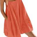 Fisoew Womens Oversized Spaghetti Strap Mini Dress Sleeveless Flowy Casual Summer Dresses, Large