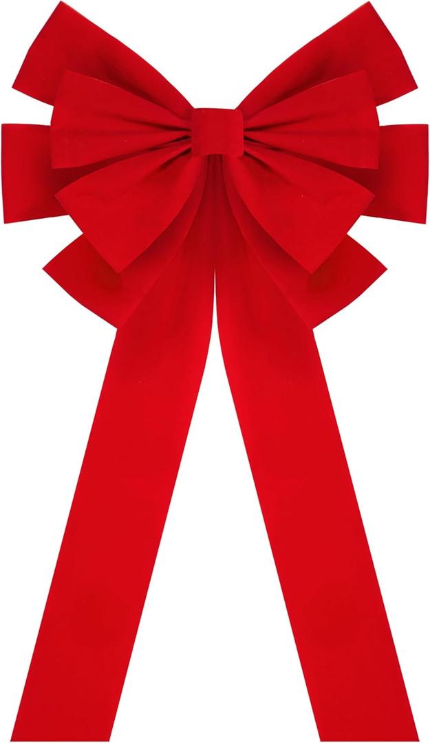 JOYIN 1 PCS Extra Large Red Velvet Bow for Christmas, 35" x 18", Large Red Wreath Bow-Christmas Tree Decor for Holiday Decoration, Outdoor Xmas Party Supplies