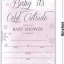 Baby Its Cold Outside Baby Shower Invitations  Winter Girl Cards, Pink Purple Silver Snowflake Design, 20 Pack with Envelopes, Party Supplies (088)