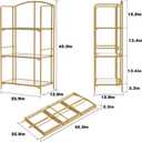 Crofy No Assembly Folding Bookshelf for Living Room, 3 Tier Gold Collapsible Book Shelf for Home Office, Portable Bookcase Storage Organizer