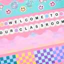 2 x xo, Fetti Bulletin Board Trim Set, 103 feet, 88 Pieces | Chalkboard Border, Classroom Decorations, Pastel School Sign, Friendship Bracelet Banner, Teacher Supplies