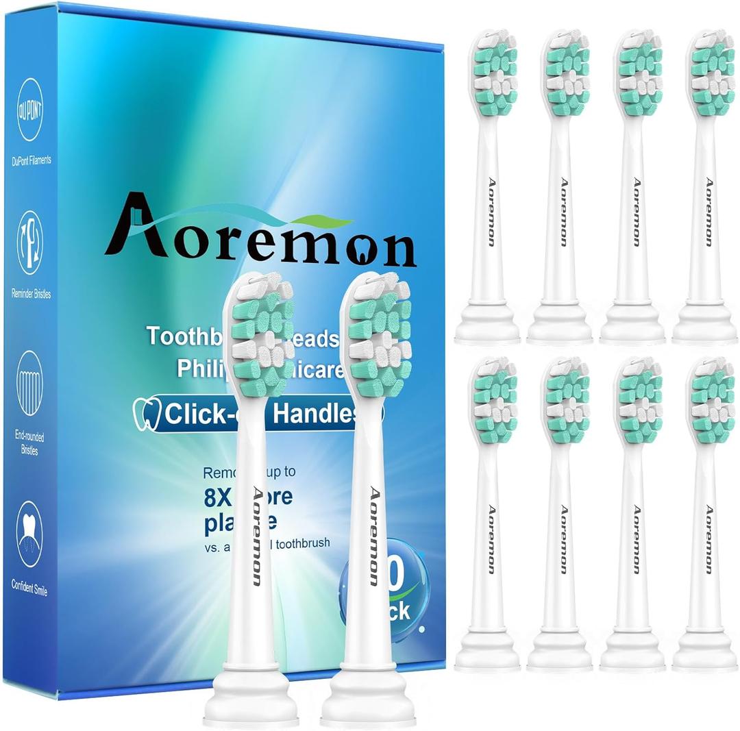 Aoremon Toothbrush Replacement Heads for Philips Sonicare C2 Electric Toothbrush Heads fit for Phillips Sonicare Protectiveclean 4100 5100 6100 5300 9900 Brush Head for G2 C1 G3 W, 10 Count