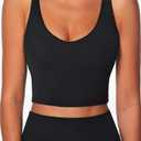 Women V-Neck Longline Sports Bras Low U Back Workout Yoga Athletic Crop Tank Top with Built in Bra Size XL