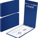 2 Pcs 11 x 17 Inch 3 Ring Binders 1 Inch Rings Heavy Duty View D Ring Binders Economy Holds 11" x 17" Paper for Artwork Blueprints, Office, Home, Work Places (Black)