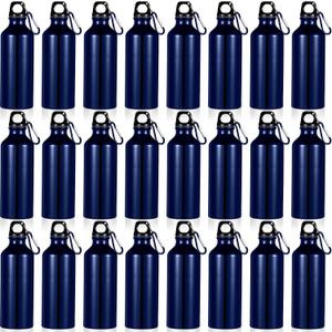 24 Pcs Aluminum Water Bottle 17oz Aluminum Reusable Bottles with Clips Sports Lightweight Water Multipack Easy Carry Leakproof Travel for Gym Hiking Cycling Sports Outdoor(Dark Blue)