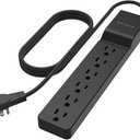Belkin Surge Protector Power Strip with 6 AC Outlets, 6ft/1.8M Long Heavy-Duty Extension Cord, & 360-Degree Rotating AC Plug for Conference Rooms, Computer Desktops, & More - 600 Joules of Protection