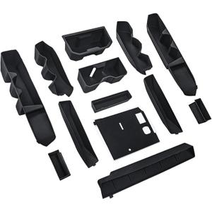 Interior Silicone Liner Insert Custom Fit for Tacoma 2024 2025, Interior Silicone Pads Kits for Tacoma Gen 4th, Silicone Organizer Tray for Tacoma - for Tacoma Double Cab only - Fully Covered (Black)