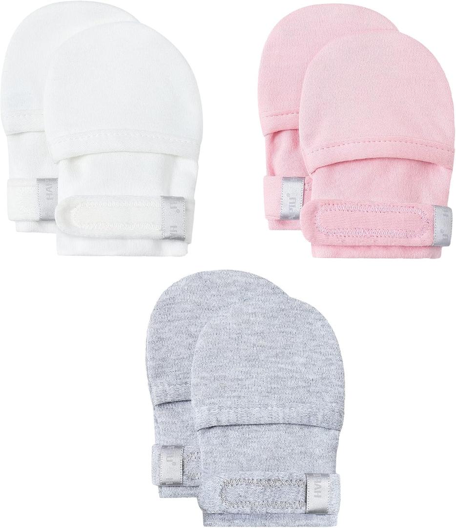 HAPIU Baby No Scratch Mittens Stay On, 100% Cotton Breathable, Adjustable Infant Gloves for Boys Girls, Newborn - 12 M (Full Blush&cloud&gray Heather) HAPIU Baby No Scratch Mittens Stay On, 100% Cotton Breathable, Adjustable Infant Gloves for Boys Girls, Newborn - 12 M (Full Blush&cloud&gray Heather)