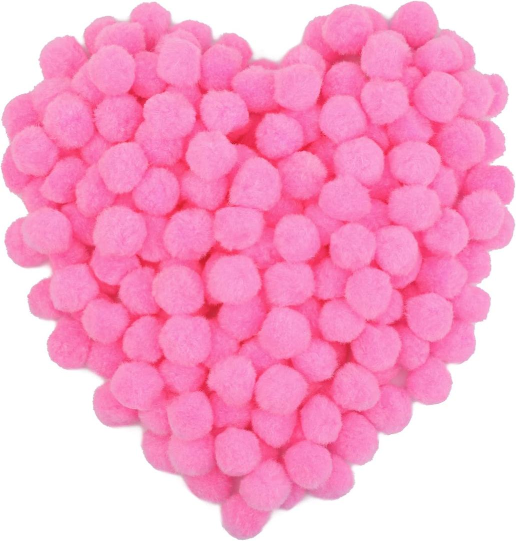 Morfen 150 Pcs Pink Craft Pom Poms, 1 Inch Fuzzy Pompom Puff Balls for DIY Arts, Crafts Projects, Home Decorations