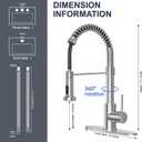 Brushed Nickel Kitchen Faucet with Pull Down Sprayer, Stainless Steel Spring Commercial Kitchen Sink Faucet with 10-Inch Deck,1 or 3 Hole Installation for Farmhouse, RV Camper, Laundry & Utility Sink