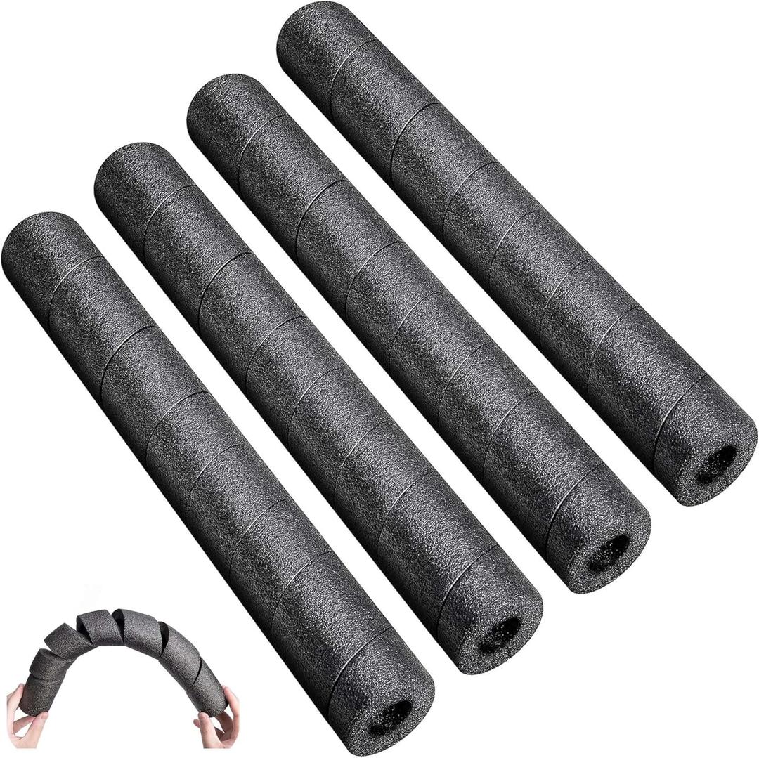4 Pack Pipe Insulation Foam Tube, 15.7 Inches Black Pool Noodles Foam, Multi-Purpose Snake Pipe Wrap Protection for Outdoor Indoor Swimming Pool Handle and Winter Water Pipes