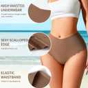 Seamless Underwear for Women High Waisted No Show Panties Ladies Sexy High Cut Cheeky Bikini Tagless Stretch V-Waist (Multicolored-7pack-a)