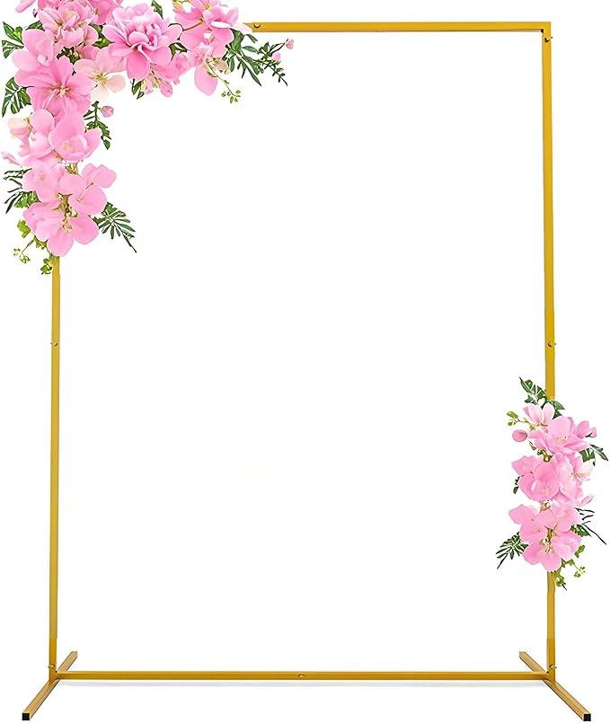 Afahok 6.6FT x 4FT Gold Wedding Arches Frame, Square Metal Rectangular Arch Backdrop Stand for Wedding Anniversary Birthday Party Baby Shower Ceremony Balloon Decoration